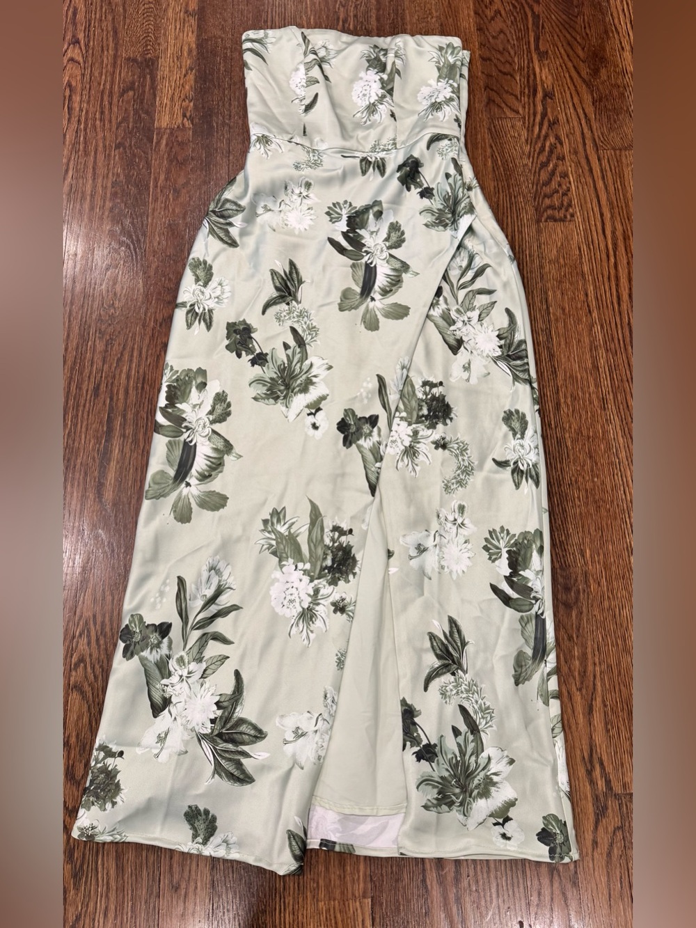 BHLDN Avianna Stretch Satin Strapless Side Slit In Maxi Size US 4 - Picture 2 of 8